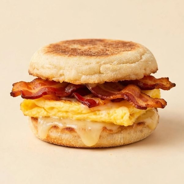 Bacon, Egg & Cheese Muffin, illustrated artwork created for Menuu Guide