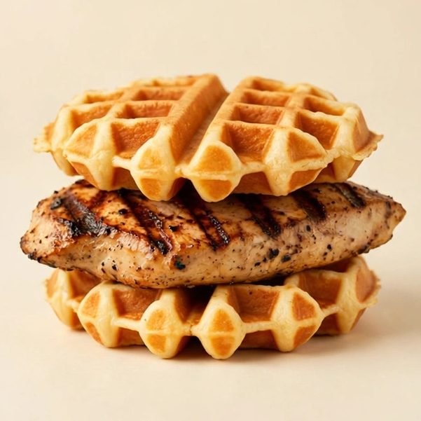 Chicken & Waffles Sandwich w/ Grilled Filet, illustrated artwork created for Menuu Guide