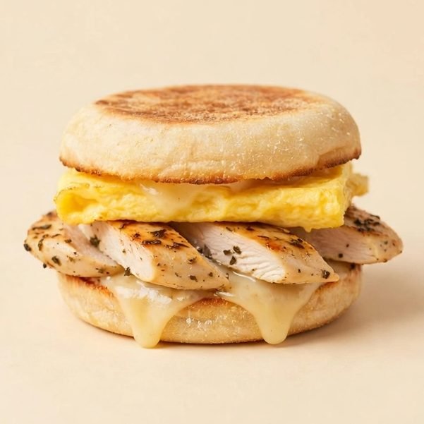 Chicken, Egg & Cheese Muffin, illustrated artwork created for Menuu Guide