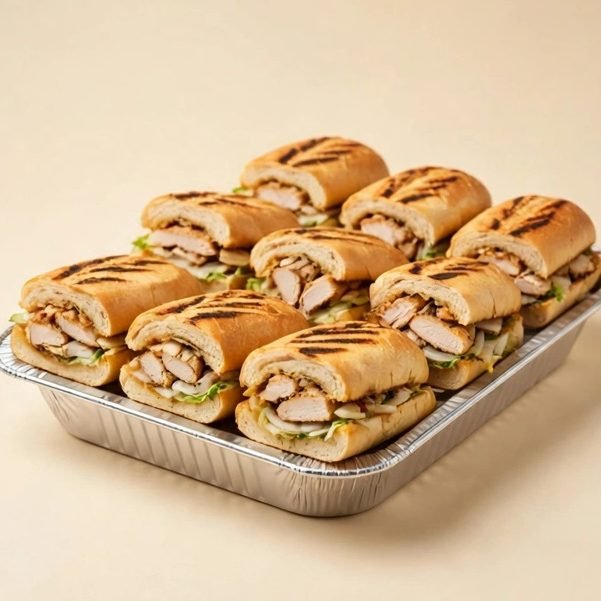 Chilled Grilled Chicken Sub Sandwich Tray, illustrated artwork created for Menuu Guide