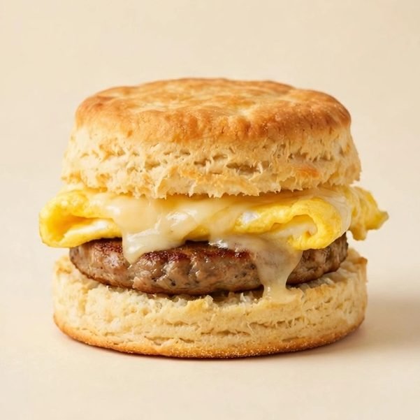 Sausage, Egg & Cheese Biscuit, illustrated artwork created for Menuu Guide