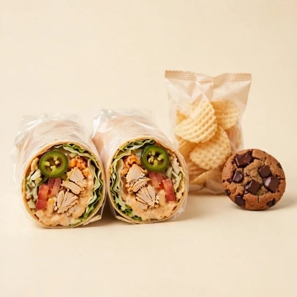Spicy Cool Wrap® Packaged Meal, illustrated artwork created for Menuu Guide